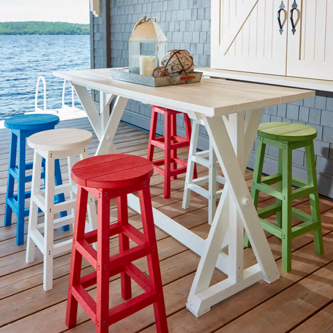 Table haute Harvest blanche et tabourets